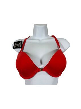 BeMe Womens Red Racerback Push-Up Bra Size 36C Adjustable Straps Lace